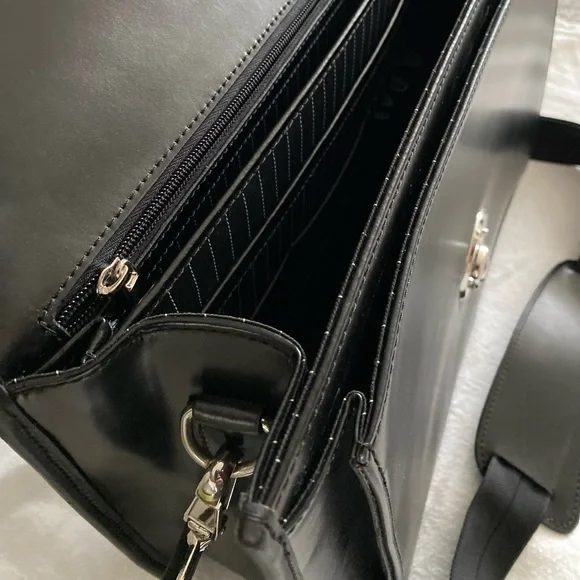 Brooks Brothers Black Leather Single Gusset Classic Briefcase - Picture 2 of 5